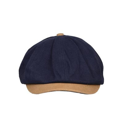 Unisex Navy Blue & Beige Solid Ascot Cap