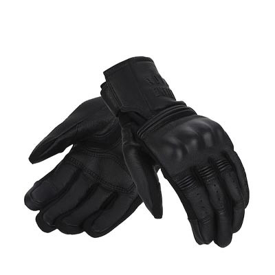 Men Black Leather Riding Gloves