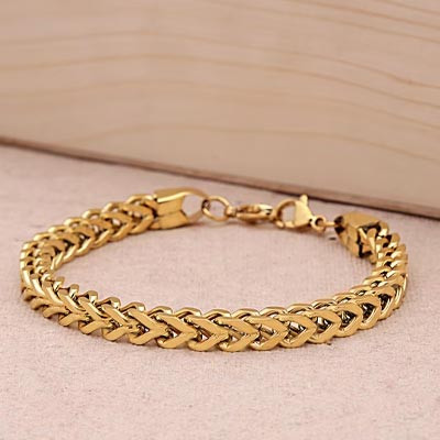 Men Gold-Toned Stainless Steel Link Bracelet