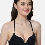 Black Lightly Padded Underwired Styled Back Push Up Bra