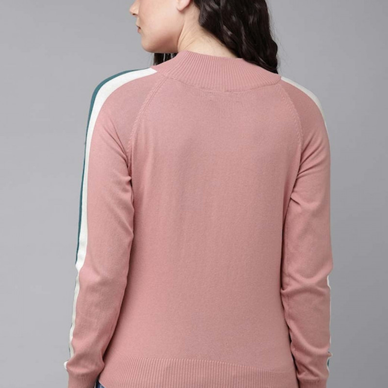 The Lifestyle Co Pink Knitted Top With striped Detail