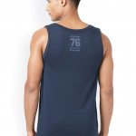 Men Navy Blue Printed Cotton Innerwear Vests