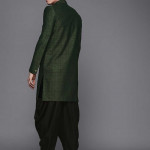 Men Green & Black Solid Sherwani Set